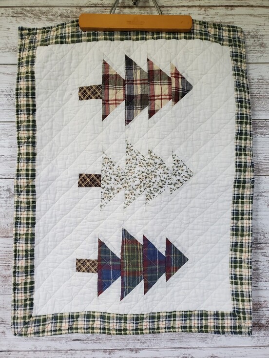 Other - Two Quilted Tree Accent Pillow Shams Standard Patchwork Rustic Christmas Tree